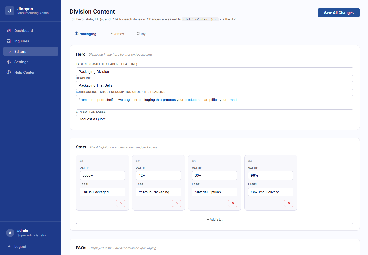 Division Content Editor